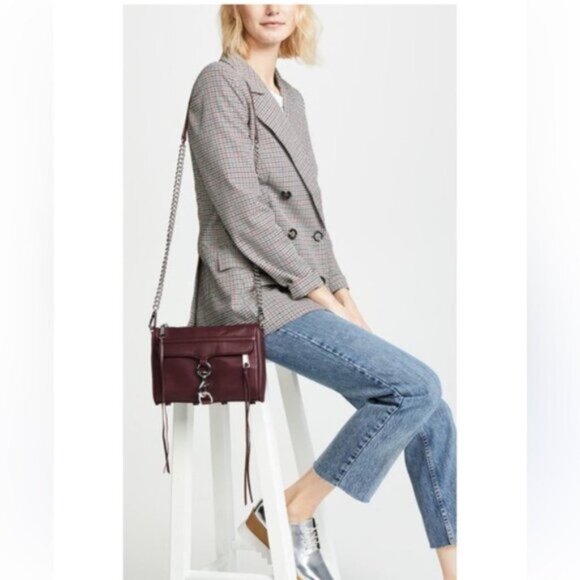 Rebecca Minkoff Studs Mini Mac Leather Crossbody Chain Shoulder Bag Zip Pocket - Picture 12 of 16